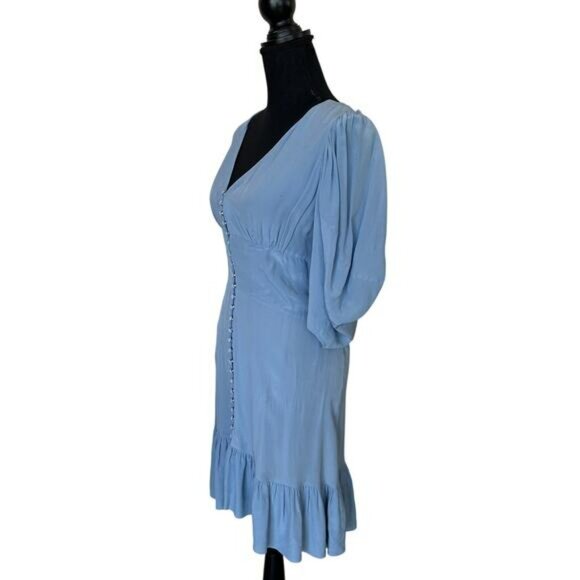 The Kooples Dusty Blue Button Front Mini Dress Size 4 Designer Cottagecore $350 - Picture 6 of 13